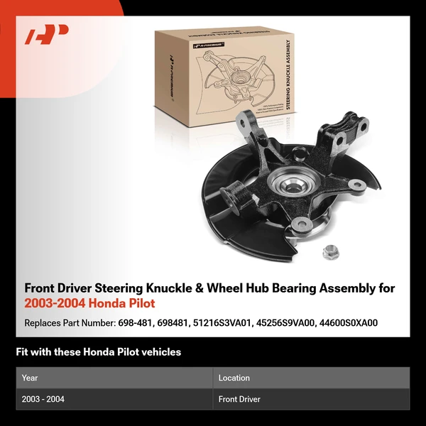 Front Driver Steering Knuckle & Wheel Hub Bearing Assembly for 2003-2004 Honda Pilot