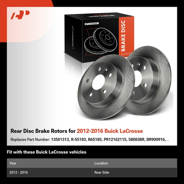 Rear Disc Brake Rotors for 2012-2016 Buick LaCrosse