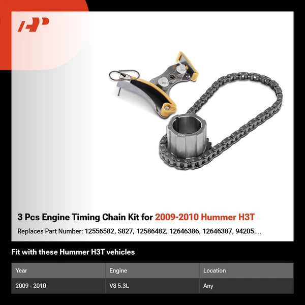 3 Pcs Engine Timing Chain Kit for 2009-2010 Hummer H3T