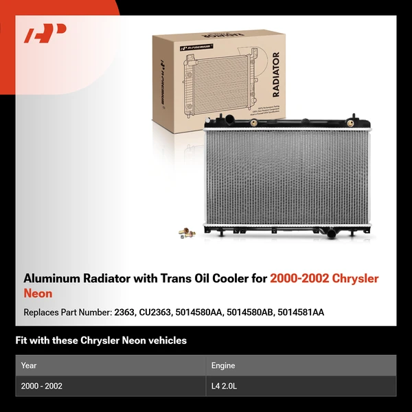 Aluminum Radiator with Trans Oil Cooler for 2000-2002 Chrysler Neon