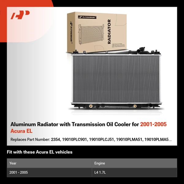 Aluminum Radiator with Transmission Oil Cooler for 2001-2005 Acura EL