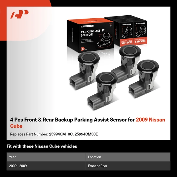 4 Pcs Front & Rear Backup Parking Assist Sensor for 2009 Nissan Cube
