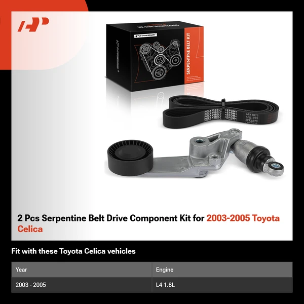 2 Pcs Serpentine Belt Drive Component Kit for 2003-2005 Toyota Celica