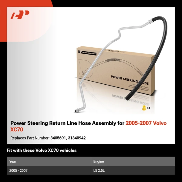 Power Steering Return Line Hose Assembly for 2005-2007 Volvo XC70