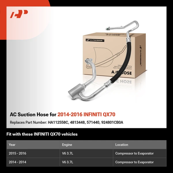 AC Suction Hose for 2014-2016 INFINITI QX70