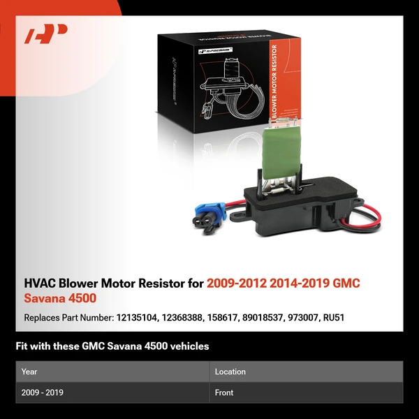 HVAC Blower Motor Resistor for 2009-2012 2014-2019 GMC Savana 4500