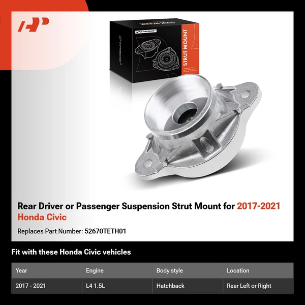 Rear Driver or Passenger Suspension Strut Mount for 2017-2021 Honda Civic