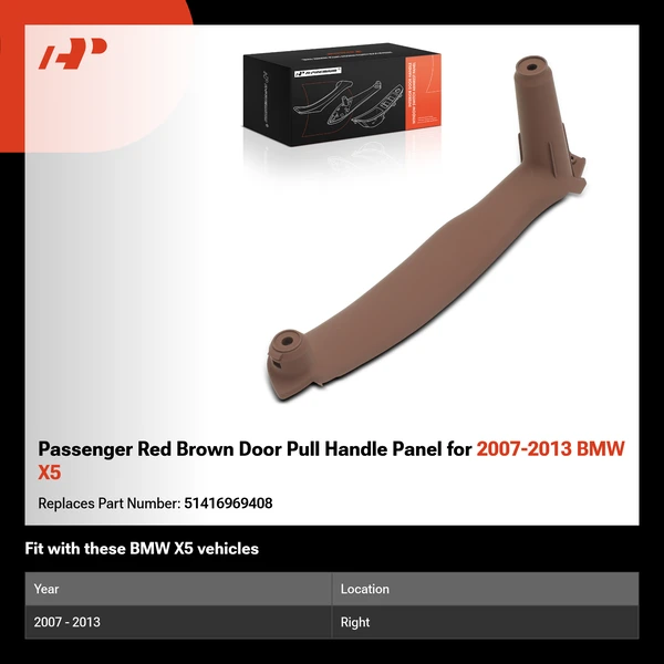 Passenger Red Brown Door Pull Handle Panel for 2007-2013 BMW X5