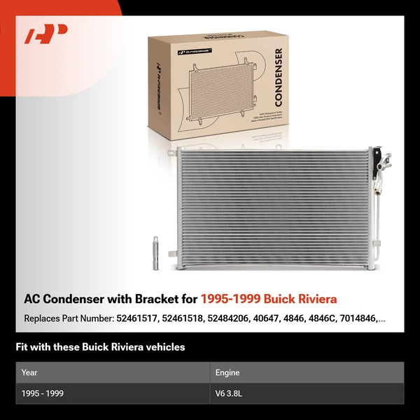 AC Condenser with Bracket for 1995-1999 Buick Riviera