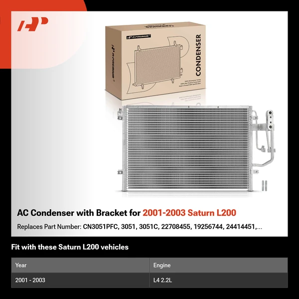 AC Condenser with Bracket for 2001-2003 Saturn L200