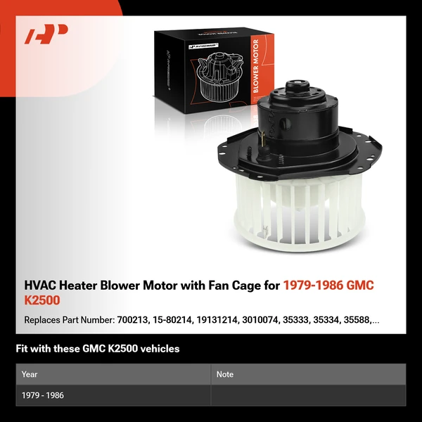 HVAC Heater Blower Motor with Fan Cage for 1979-1986 GMC K2500