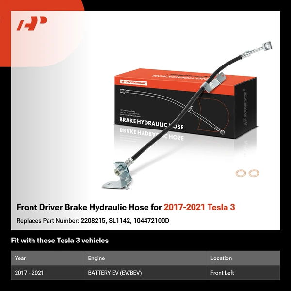 Front Driver Brake Hydraulic Hose for 2017-2021 Tesla 3