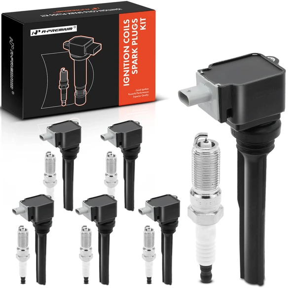 Ignition Coil and Spark Plug Kit Set of A Set of 12 Iridium Series, 3-Blade Terminal A-Premium APIC0830