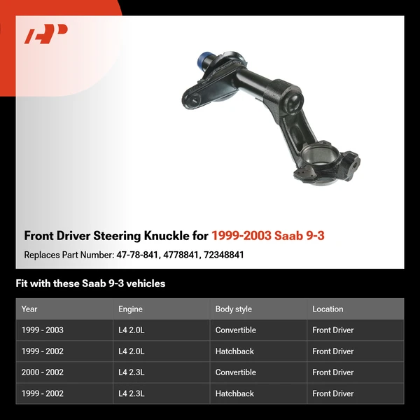 Front Driver Steering Knuckle for 1999-2003 Saab 9-3