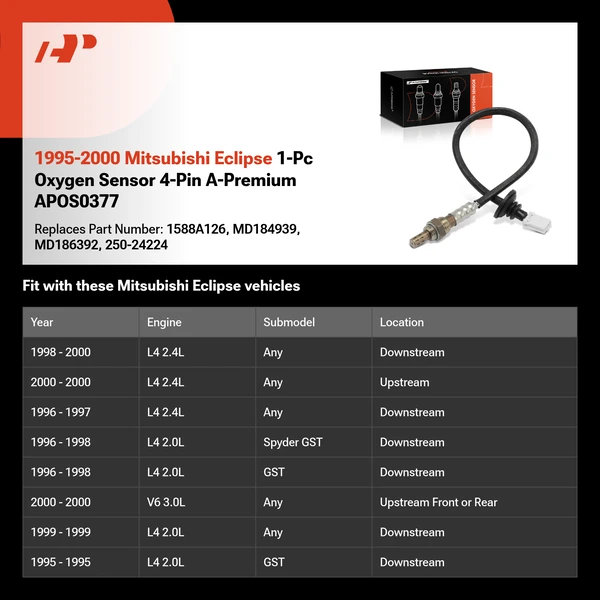 1995-2000 Mitsubishi Eclipse 1-Pc Oxygen Sensor 4-Pin A-Premium APOS0377