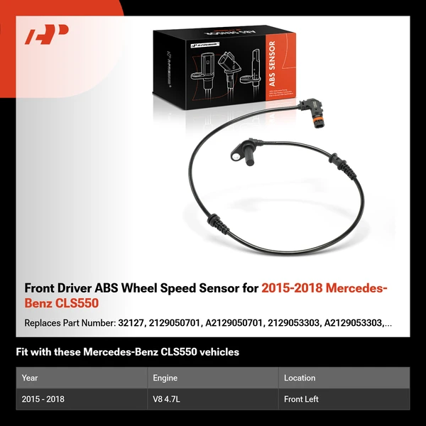 Front Driver ABS Wheel Speed Sensor for 2015-2018 Mercedes-Benz CLS550