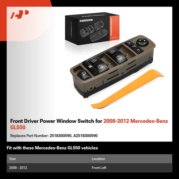 Front Driver Power Window Switch for 2008-2012 Mercedes-Benz GL550