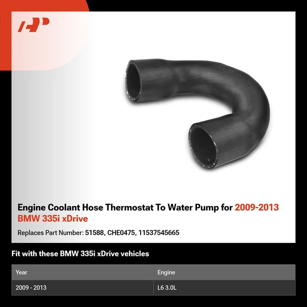 Engine Coolant Hose Thermostat To Water Pump for 2009-2013 BMW 335i xDrive