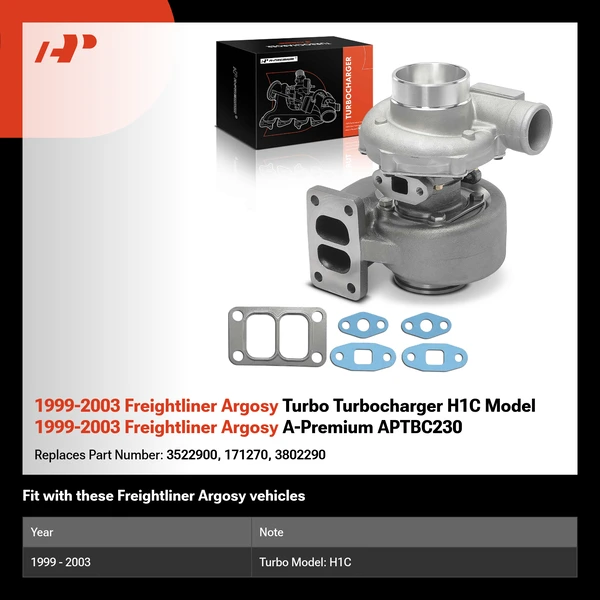 1999-2003 Freightliner Argosy Turbo Turbocharger H1C Model 1999-2003 Freightliner Argosy A-Premium APTBC230