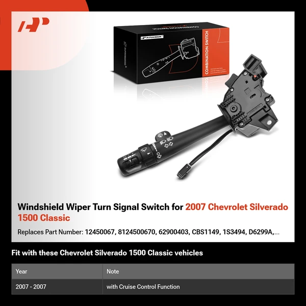 Windshield Wiper Turn Signal Switch for 2007 Chevrolet Silverado 1500 Classic