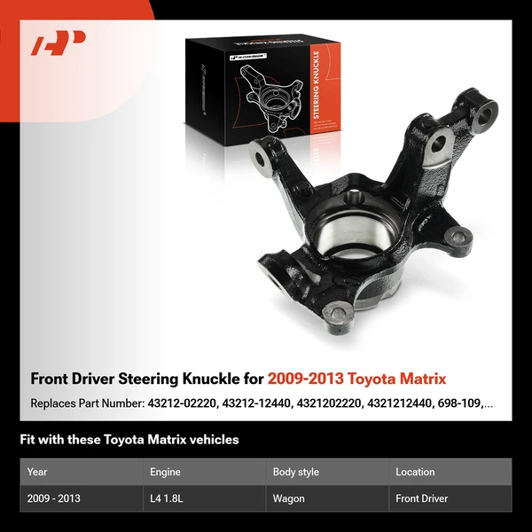 Front Driver Steering Knuckle for 2009-2013 Toyota Matrix