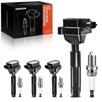 4 Pcs Black Ignition Coil & 4 Pcs IRIDIUM Spark Plug Kit