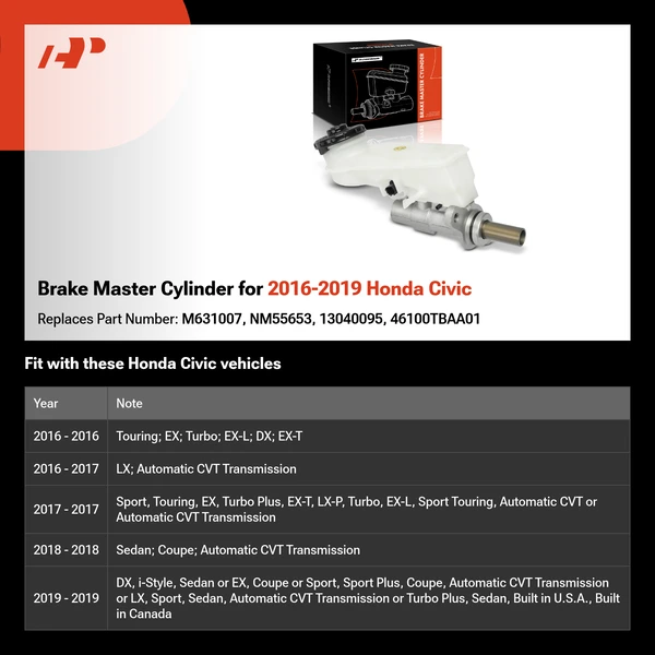 Brake Master Cylinder for 2016-2019 Honda Civic