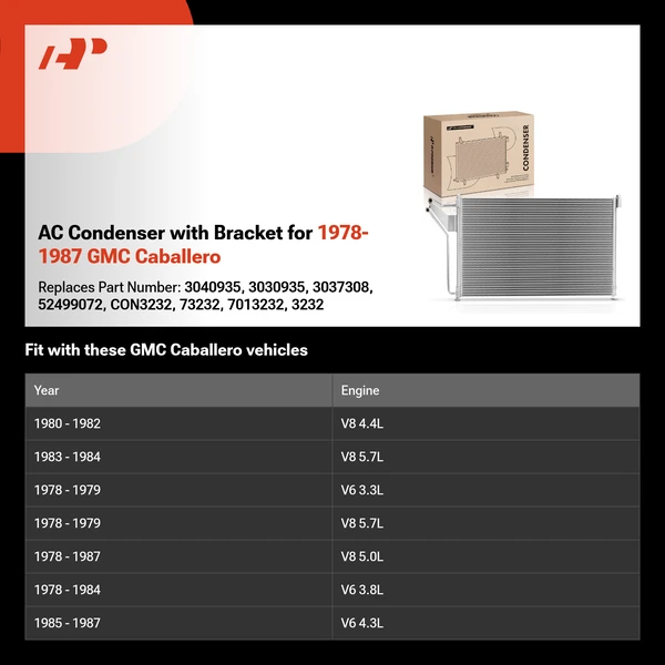 AC Condenser with Bracket for 1978-1987 GMC Caballero