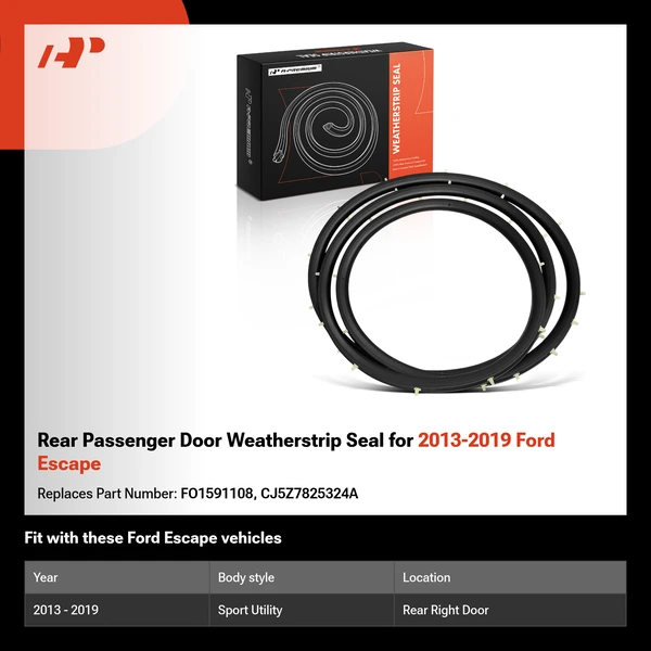 Rear Passenger Door Weatherstrip Seal for 2013-2019 Ford Escape