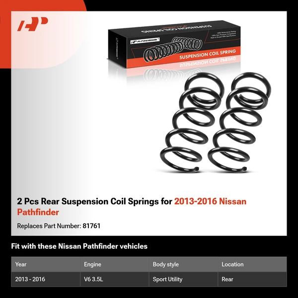 2 Pcs Rear Suspension Coil Springs for 2013-2016 Nissan Pathfinder