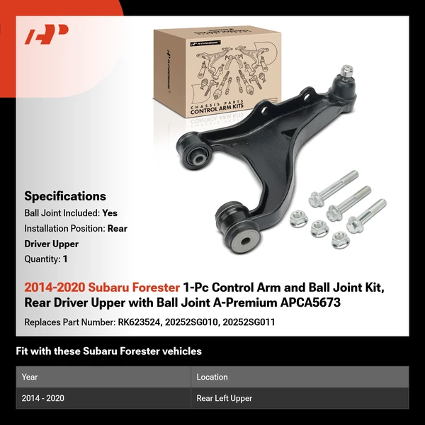 2014-2020 Subaru Forester 1-Pc Control Arm and Ball Joint Kit, Rear Driver Upper with Ball Joint A-Premium APCA5673