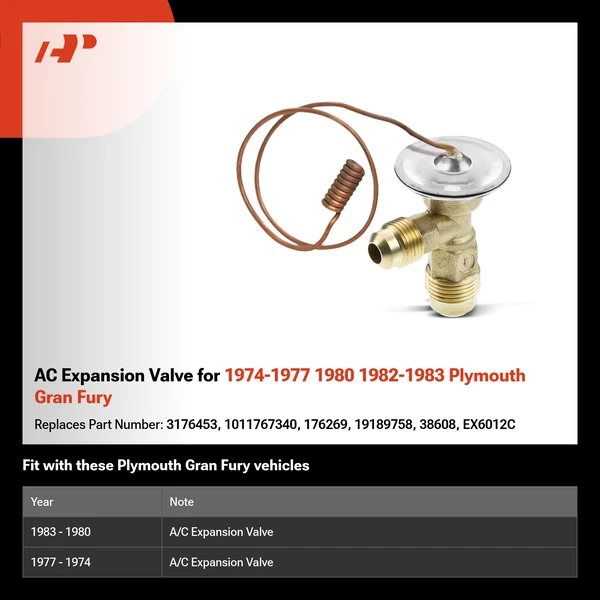 AC Expansion Valve for 1974-1977 1980 1982-1983 Plymouth Gran Fury