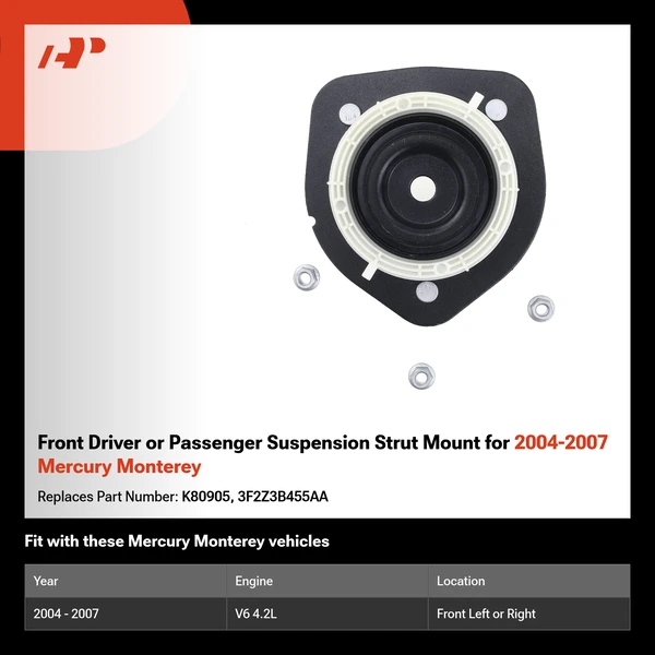 Front Driver or Passenger Suspension Strut Mount for 2004-2007 Mercury Monterey