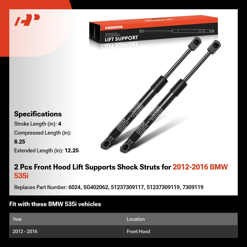 2 Pcs Front Hood Lift Supports Shock Struts for 2012-2016 BMW 535i