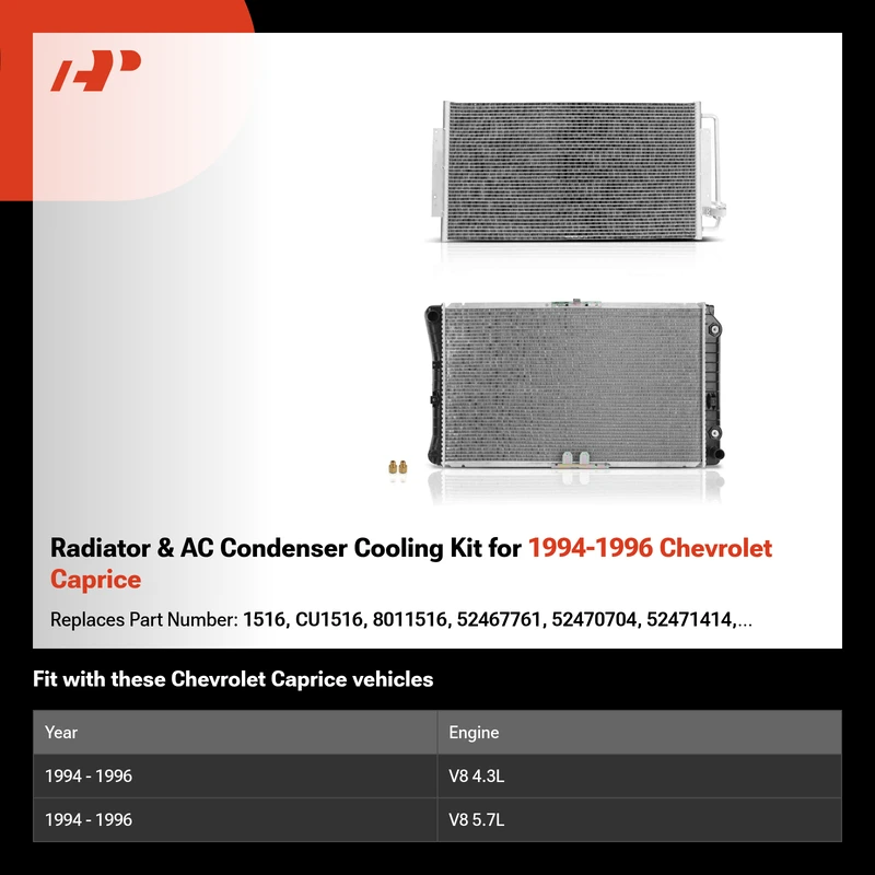 Radiator & AC Condenser Cooling Kit for 1994-1996 Chevrolet Caprice
