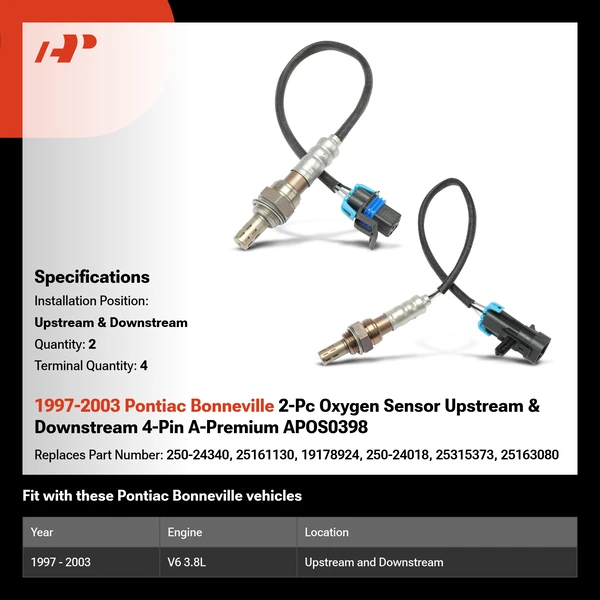 1997-2003 Pontiac Bonneville 2-Pc Oxygen Sensor Upstream & Downstream 4-Pin A-Premium APOS0398