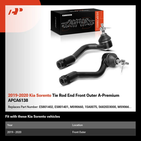 2019-2020 Kia Sorento Tie Rod End Front Outer A-Premium APCA6138