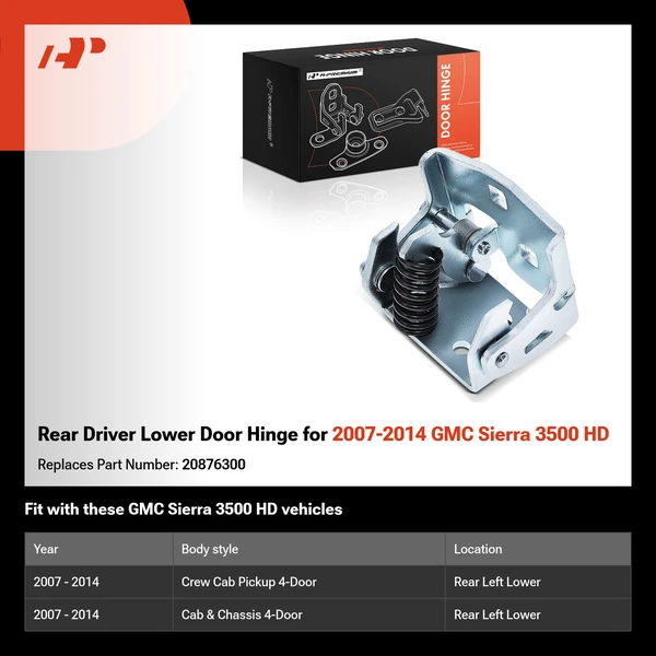 Rear Driver Lower Door Hinge for 2007-2014 GMC Sierra 3500 HD