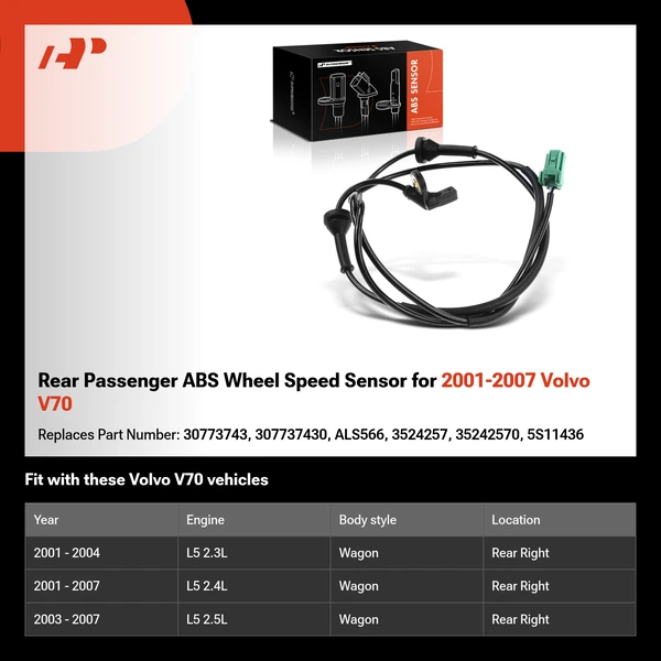 Rear Passenger ABS Wheel Speed Sensor for 2004-2012 Nissan Titan