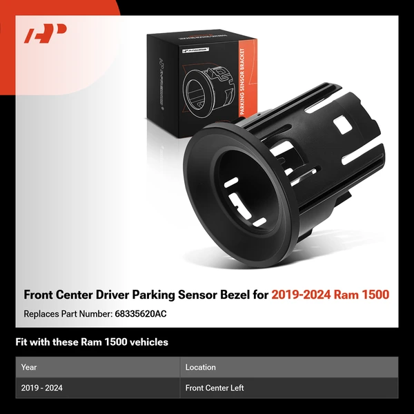 Front Center Driver Parking Sensor Bezel for 2019-2024 Ram 1500