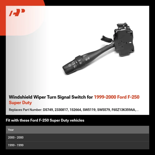 Windshield Wiper Turn Signal Switch for 1999-2000 Ford F-250 Super Duty