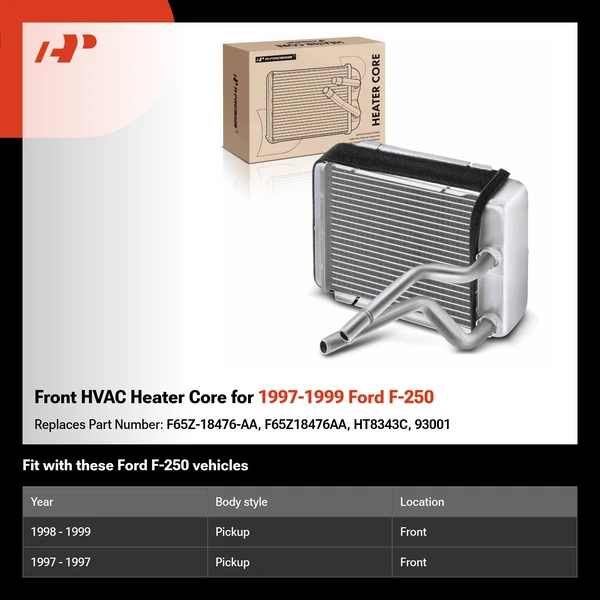 Front HVAC Heater Core for 1997-1999 Ford F-250