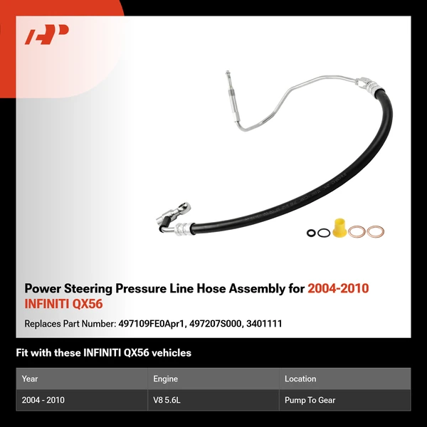 Power Steering Pressure Line Hose Assembly for 2004-2010 INFINITI QX56