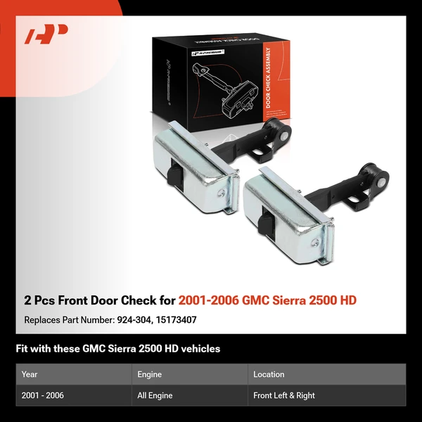 2 Pcs Front Door Check for 2001-2006 GMC Sierra 2500 HD