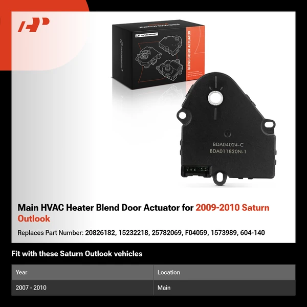 Main HVAC Heater Blend Door Actuator for 2009-2010 Saturn Outlook