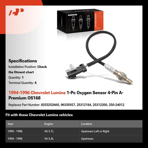 1994-1996 Chevrolet Lumina 1-Pc Oxygen Sensor 4-Pin A-Premium OS168