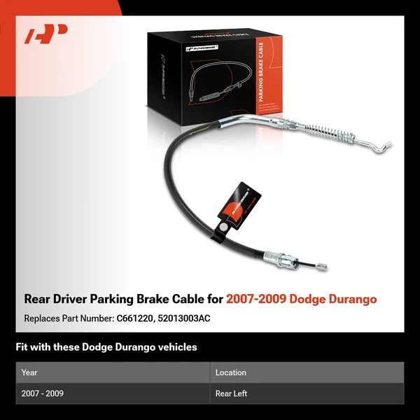 Rear Driver Parking Brake Cable for 2007-2009 Dodge Durango