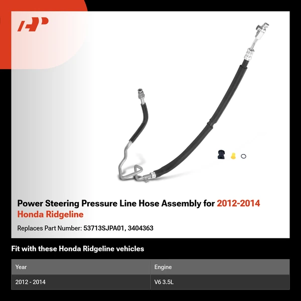 Power Steering Pressure Line Hose Assembly for 2012-2014 Honda Ridgeline