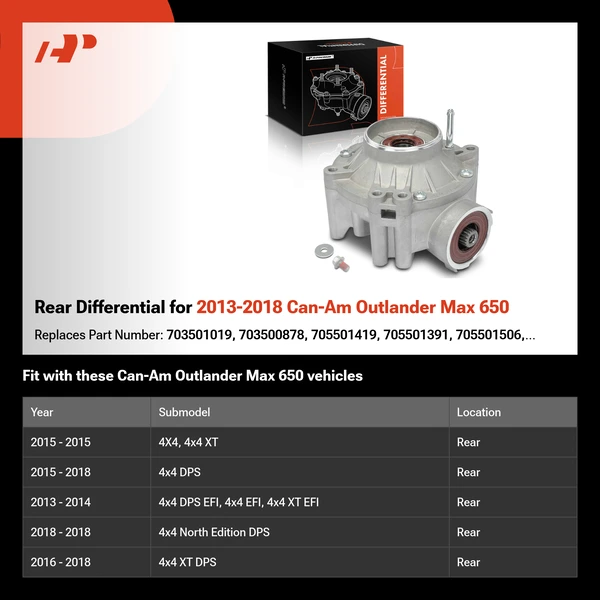 Rear Differential for 2013-2018 Can-Am Outlander Max 650
