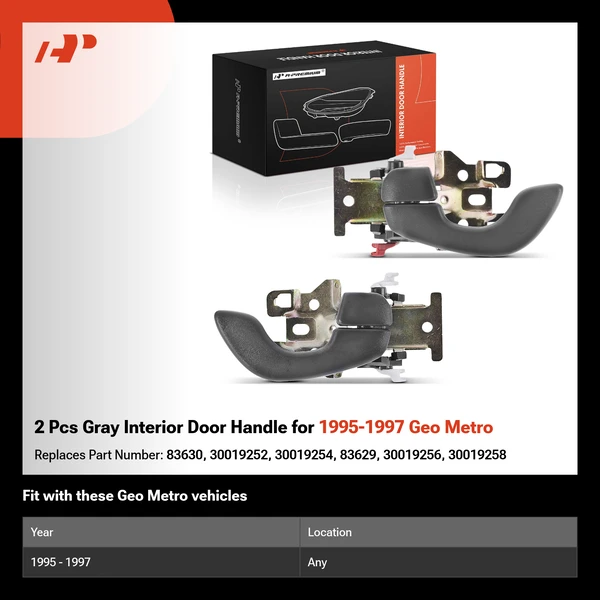 2 Pcs Gray Interior Door Handle for 1995-1997 Geo Metro